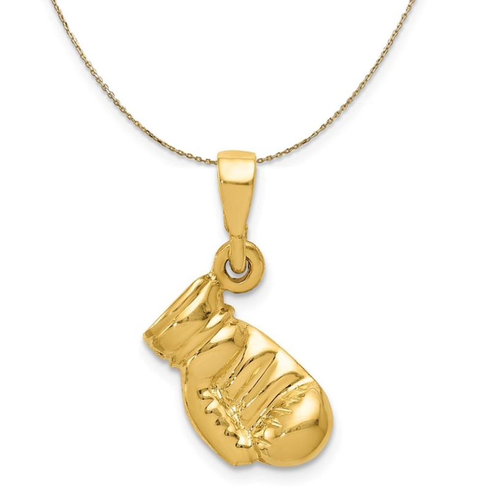 14k Yellow Gold Polished Boxing Glove Necklace - 18 Inch
